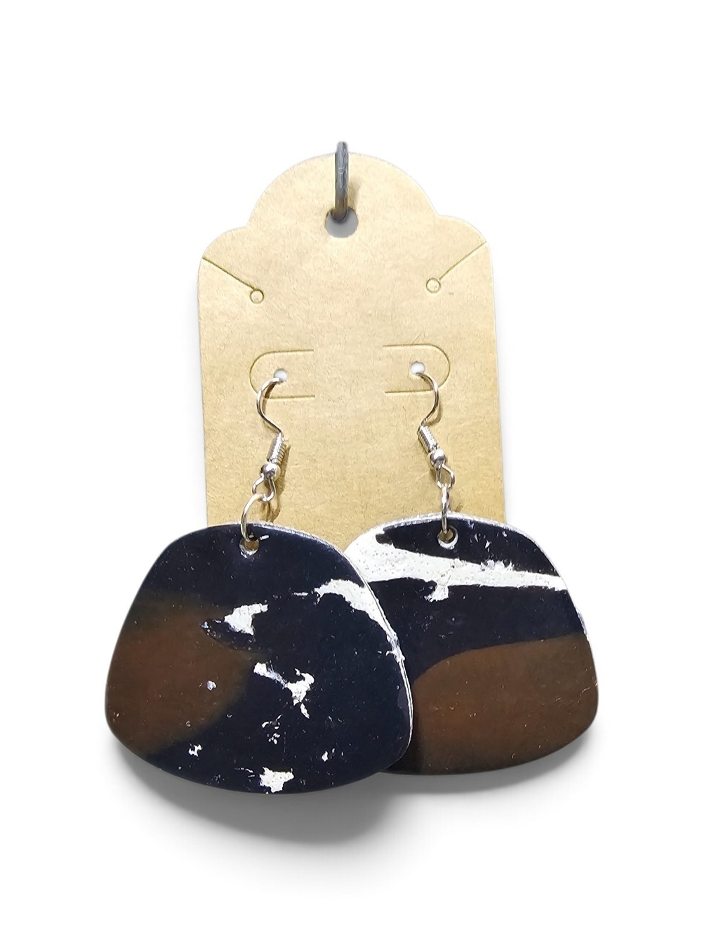Handcrafted Black & Brown Abstract Drop Earrings